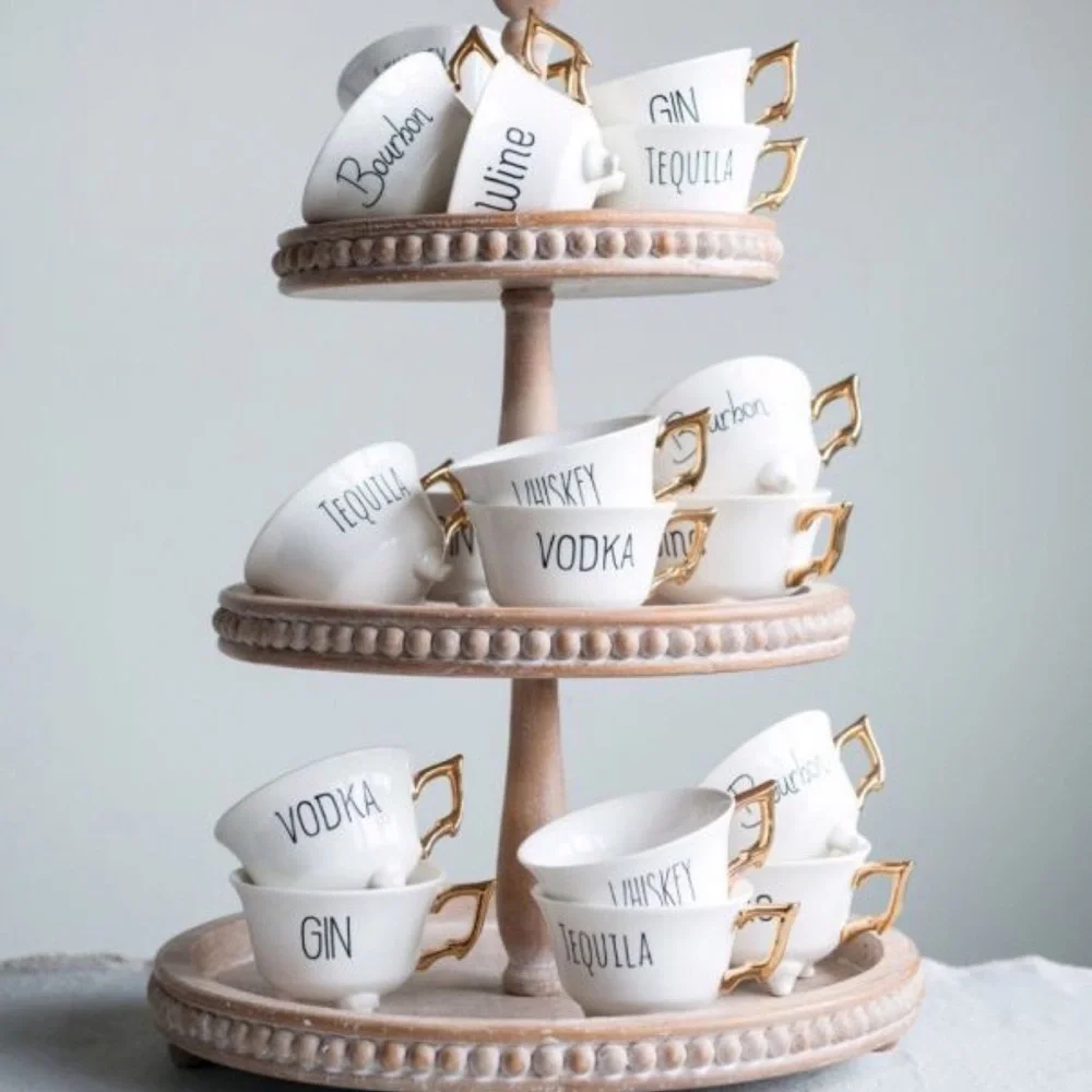 Creative Co-Op Boozy Stoneware Footed Tea Cup